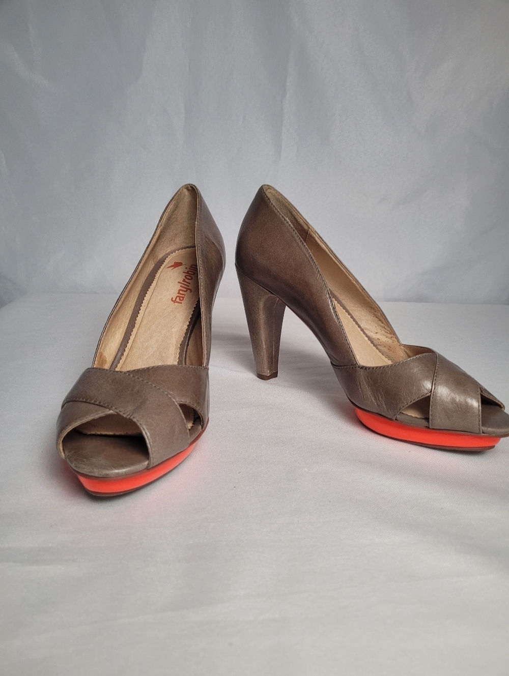 Pin Up Retro Farylrobin Leather Peeptoe Platform Heels Women's Size 8.5 - Picture 2 of 9